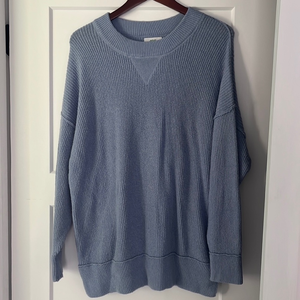 Aerie Monaco blue oversized ribbed sweater size S
